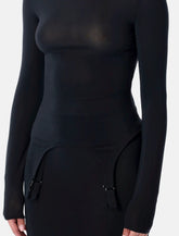 Top Jean Paul Gaultier a maniche lunghe con collo alto e dettagli lingerie - | Spazio Pritelli