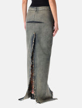 Rick Owens long denim sliced skirt - | Spazio Pritelli