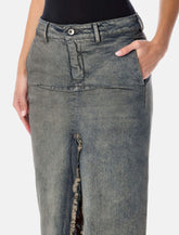 Rick Owens long denim sliced skirt - | Spazio Pritelli