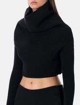 Rick Owens black cropped knit with cowl neck - | Spazio Pritelli