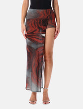Jean Paul Gaultier Red Blurry Roses tulle skort - | Spazio Pritelli