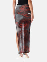 Jean Paul Gaultier Red Blurry Roses tulle skort - | Spazio Pritelli