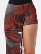 Jean Paul Gaultier Red Blurry Roses tulle skort - | Spazio Pritelli