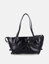 Balmain black leather shopper bag with shoulder strap - | Spazio Pritelli