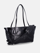 Balmain black leather shopper bag with shoulder strap - | Spazio Pritelli