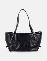 Balmain black leather shopper bag with shoulder strap - | Spazio Pritelli
