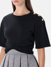 Balmain black knotted cropped cotton t-shirt -  | Spazio Pritelli