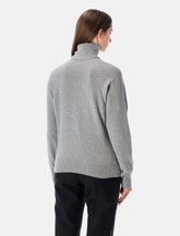 Balmain grey high-neck wool sweater with gold buttons - | Spazio Pritelli
