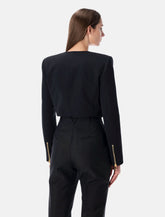 Balmain cropped black wool jacket with gold zip - | Spazio Pritelli