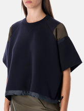 Sacai oversized technical cotton t-shirt with adjustable drawstring hem - | Spazio Pritelli
