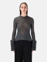 Alaïa grey mohair sweater with ruffled cuffs - | Spazio Pritelli