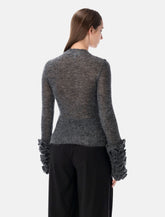Alaïa grey mohair sweater with ruffled cuffs - | Spazio Pritelli