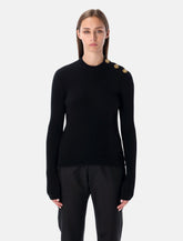Balmain black ribbed wool sweater with gold buttons - | Spazio Pritelli