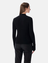 Balmain black ribbed wool sweater with gold buttons - | Spazio Pritelli