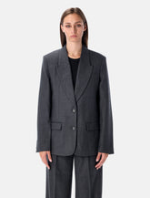 Oversized dark grey wool blazer - | Spazio Pritelli