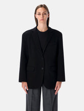 Anine Bing Quinn Oversized Black Wool Cashmere Blazer - | Spazio Pritelli