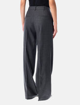 Dark grey wide-leg wool trousers - | Spazio Pritelli
