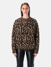 Leopard print crewneck wool blend sweater - | Spazio Pritelli