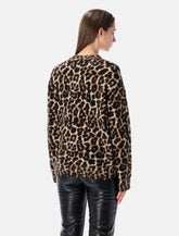 Leopard print crewneck wool blend sweater - | Spazio Pritelli