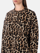 Leopard print crewneck wool blend sweater - | Spazio Pritelli