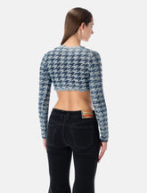 Diesel blue cropped houndstooth cardigan - | Spazio Pritelli