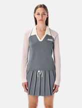 Casablanca merino lurex long-sleeve tennis polo - | Spazio Pritelli