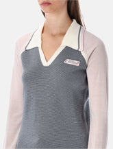 Casablanca merino lurex long-sleeve tennis polo - | Spazio Pritelli