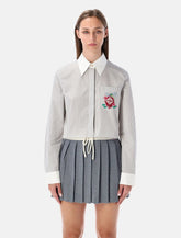 Casablanca cropped striped shirt with floral embroidery - | Spazio Pritelli