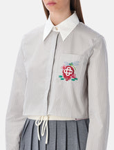 Casablanca cropped striped shirt with floral embroidery - | Spazio Pritelli