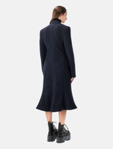 Cappotto midi godet in lana spazzolata navy di Balenciaga - | Spazio Pritelli