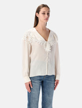 Chloé floral lace-trim jacquard silk blouse - | Spazio Pritelli