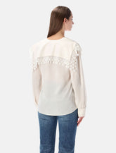Chloé floral lace-trim jacquard silk blouse - | Spazio Pritelli
