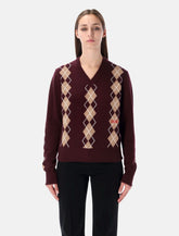 Maglione in lana e cashmere con motivo Argyle bordeaux di Chloé -  | Spazio Pritelli