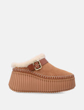 Chloé Nama suede wedge mules with Paddington buckle - | Spazio Pritelli
