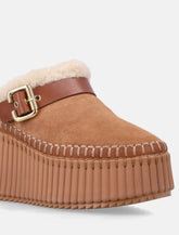 Chloé Nama suede wedge mules with Paddington buckle - | Spazio Pritelli