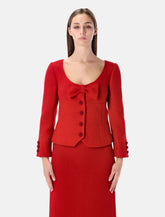 Valentino Garavani short jacket in plain wool tweed with bow - | Spazio Pritelli