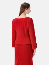 Valentino Garavani short jacket in plain wool tweed with bow - | Spazio Pritelli