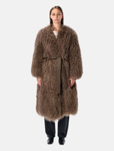 Mongolian Shearling Maxi Coat Sword - | Spazio Pritelli