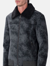 Sword eco-leather biker jacket with shearling collar - | Spazio Pritelli