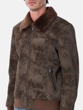 Sword eco-leather biker jacket with shearling collar - | Spazio Pritelli