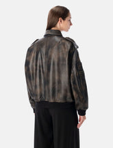 Sword 6.6.44 brown rub-off leather bomber - | Spazio Pritelli