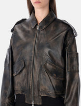 Sword 6.6.44 brown rub-off leather bomber - | Spazio Pritelli