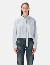 Prada striped poplin short shirt with scarf collar - | Spazio Pritelli