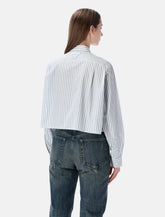 Prada striped poplin short shirt with scarf collar - | Spazio Pritelli