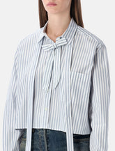 Prada striped poplin short shirt with scarf collar - | Spazio Pritelli