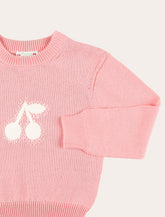 Bonpoint Cherry knit cotton pullover for girls - | Spazio Pritelli