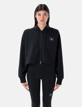Felpa cropped con cappuccio nera di Adidas by Stella McCartney - | Spazio Pritelli
