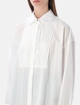 Camicia oversize in cotone bianco con dettagli plissettati e bottoni gioiello Golden Goose - | Spazio Pritelli
