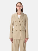 Golden Goose sand double-breasted blazer with gold heraldic buttons - | Spazio Pritelli