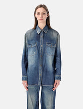 Golden Goose Overshirt Stampa Denim Blu Boxy Donna Taglio Linea - | Spazio Pritelli